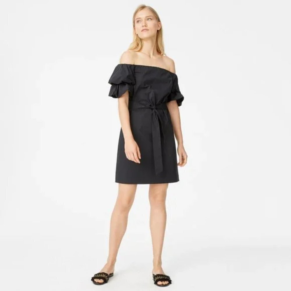 Club Monaco Arnar Off-The-Shoulder Mini Dress Women's Size 4 Black Resort Wear